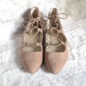 Ana taupe lace up flats. Size 10.